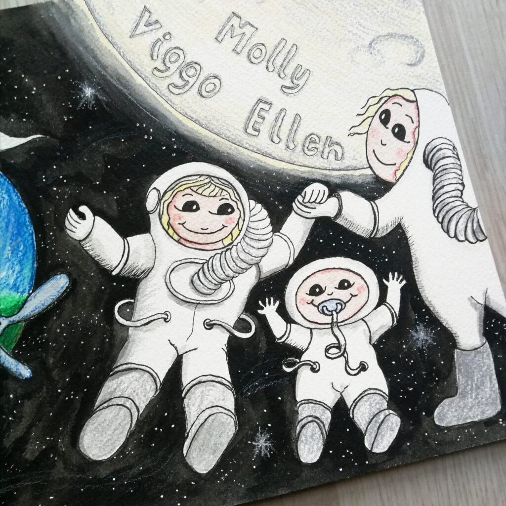 Søskendebillede i rummet